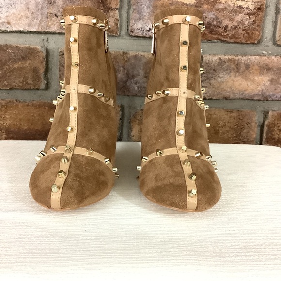 CAPE ROBIN “Maura” Studded Faux-Suede Quilted Booties - Picture 3 of 12